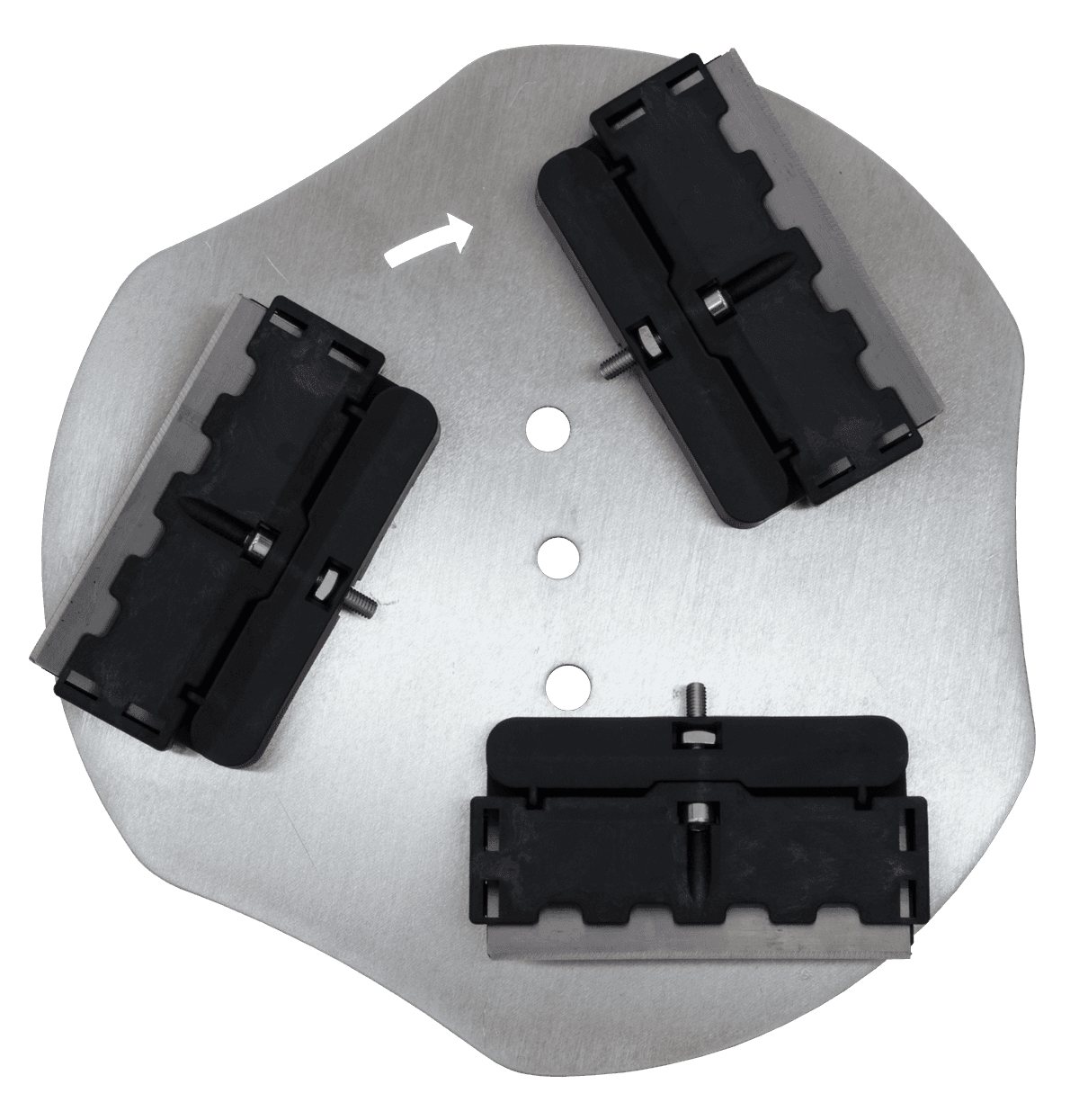 Plateau racleur avec système de lames interchangeables